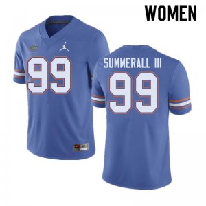 Women's Florida Gators #99 Lloyd Summerall III NCAA Jordan Brand Blue Authentic Stitched College Football Jersey HSF5762WB